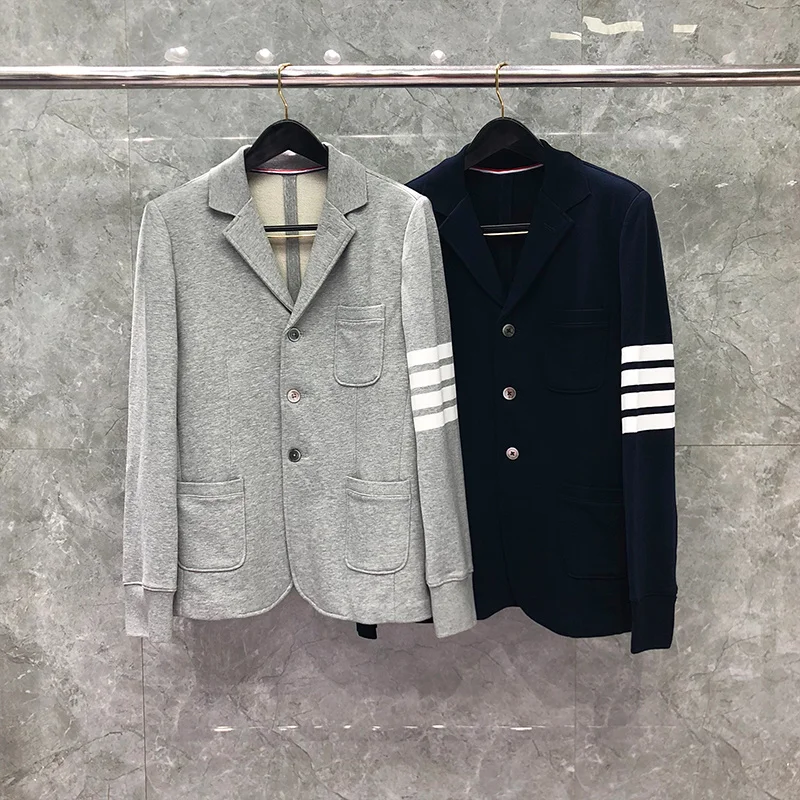 

THOM Autunm Winter Man Jacket Fashion Brand Blazers Classic 4-bar Loopback Jersey Yarn-dyed Coats Custom TB Foraml Suit