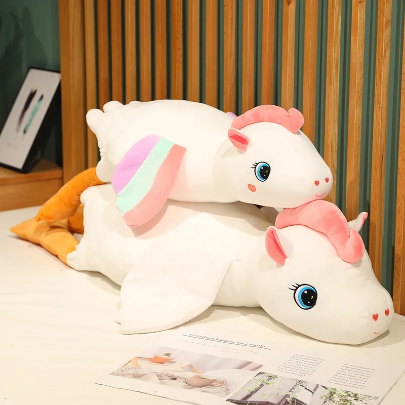 

85/110cm Cute Goose Horse Plush Toy Stuffed Big Goose Lying Unicorn Sleep Pillow Throw Pillow Sofa Cushion Kids Gift Doll