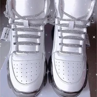 1pcs laser rainbow diamond shoe laces luxury rhinestone shoelaces sneakers laces shoes round shoelace coat rope shoe accessories