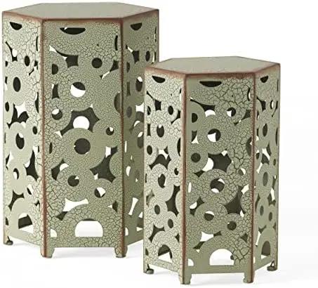 

Iron Accent Tables, 2-Pcs Set, Antique Yellow