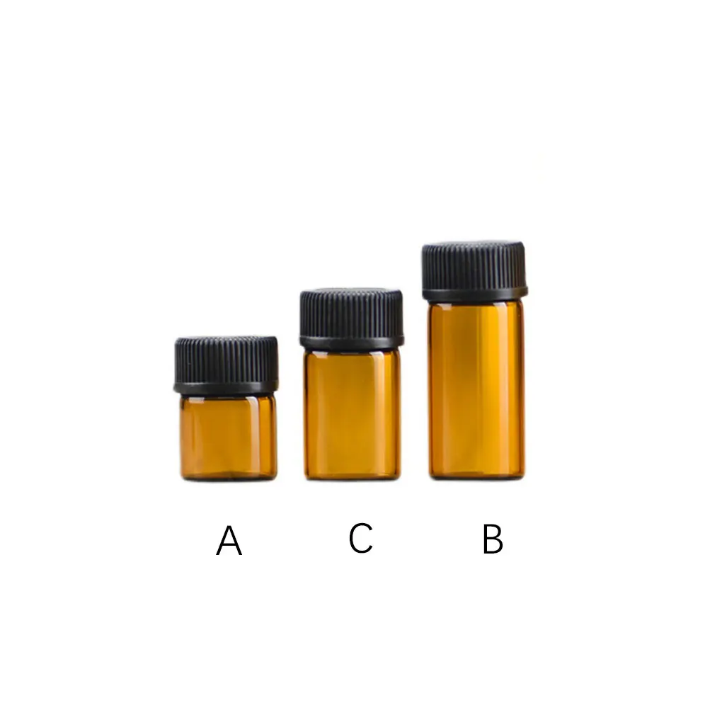 

100 Pack Essential Oil Bottle with Orifice Reusable 1-3ml Travel Dispenser Multi-Sizes Glass Sub-packaging Bottles 1ml