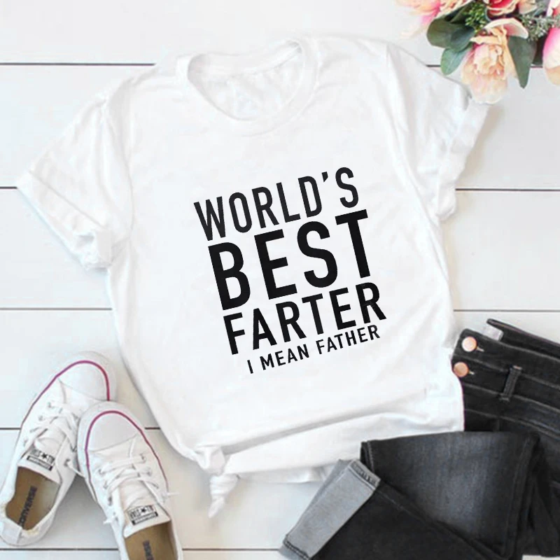 

World's Best Farter I Mean Father Men Tshirt Funny Shirt Men Dad Clothes Husband Shirt Dad Gift Funny Dad Shirt Birthday Gift L