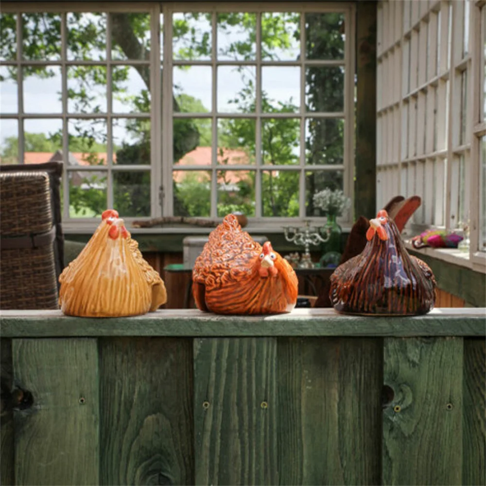 

Chicken Hen Sculpture Funny Housewarming Gift Art Crafts For Fences Or Any Flat Surface Plug In Resin Courtyard Chicken Fence