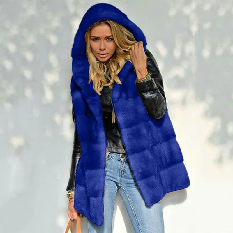 Fur Vest Coat Women New European and American Mid Long Solid Color Loose Plush Vest In Autumn and Winter Jacket Wome