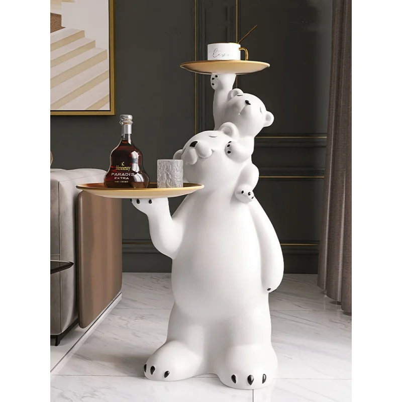 Nordic Home Dector Tray Furniture Living Room Creative Polar Bear Statues Large Floor Welcome Home Decoration Housewarming Gifts