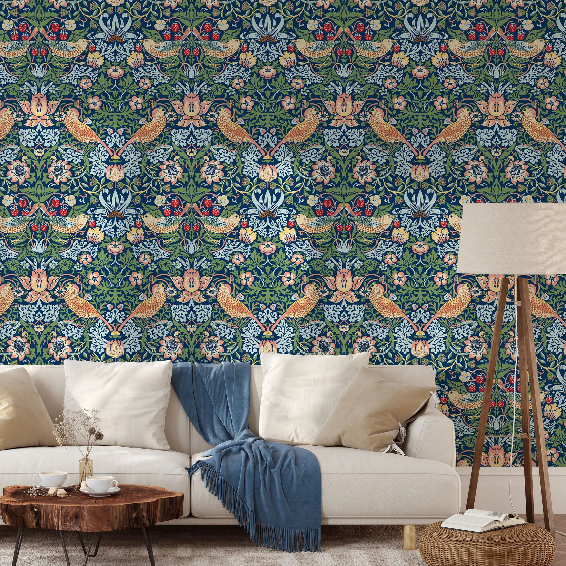 Виниловые самоклеящиеся ботанические обои с птицами для декора шкафа спальни