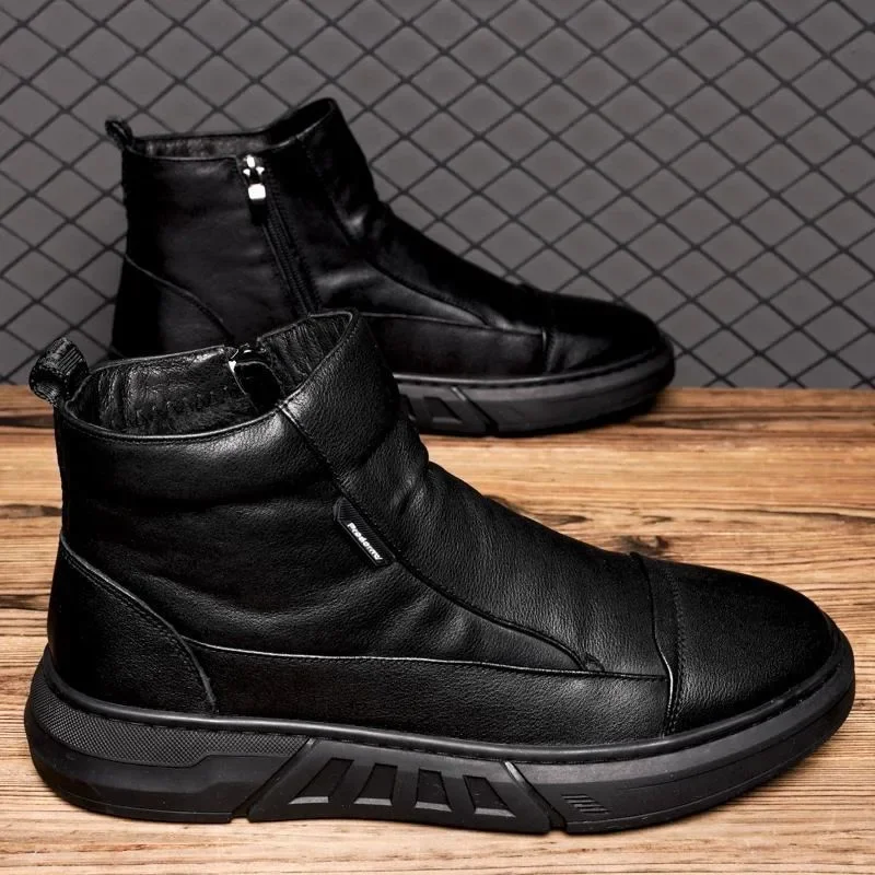 Мужские кожаные ботинки челси черные повседневные водонепроницаемые ботильоны