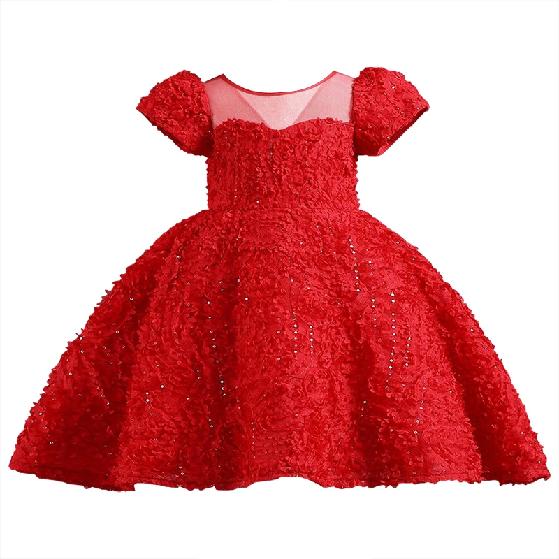 

Новинка, детское Кружевное платье-пачка с цветами для девочек, платье принцессы на день рождения для детей, элегантное платье подружки неве...
