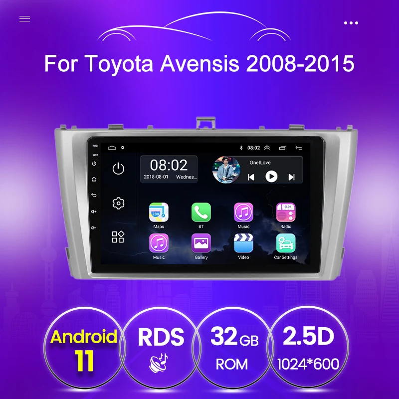 Автомагнитола для Toyota Avensis 3 2008 2009 2010 2011 2012 2013 2014 2015 Android 11 Carplay автомагнитола