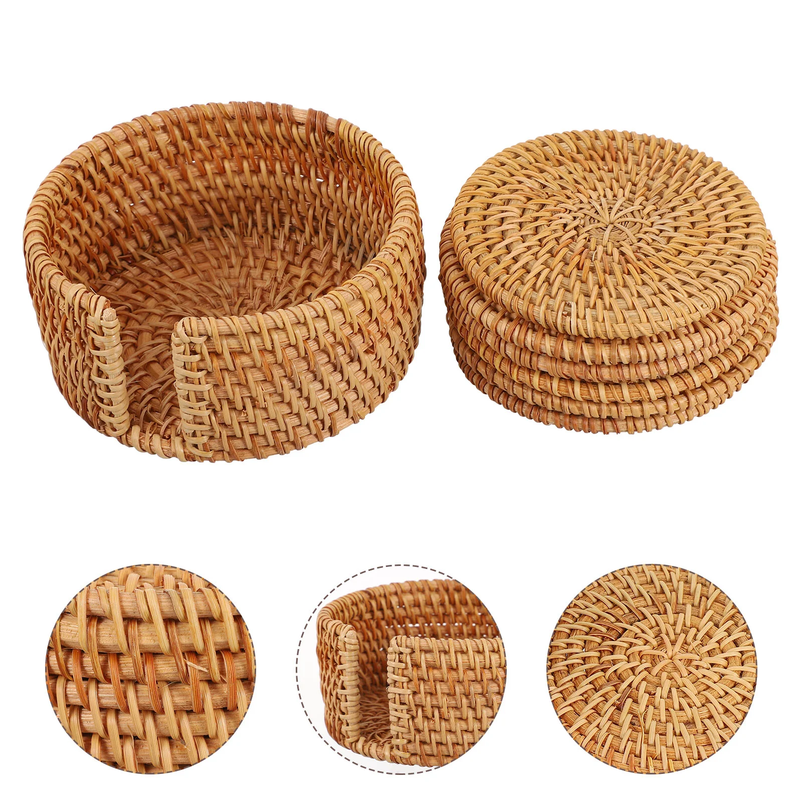 

1 Set Hand Woven Coasters Heat-resistant Cup Mats Home Cup Cushion Supplies