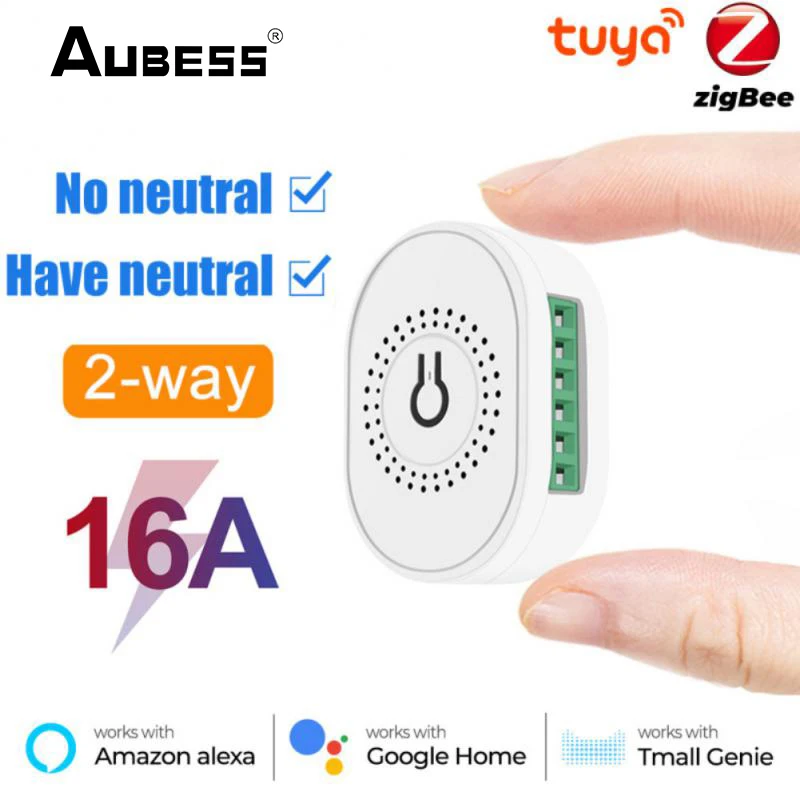 

Мини-переключатель Aubess Tuya, 16 А, с поддержкой приложения Smart Life