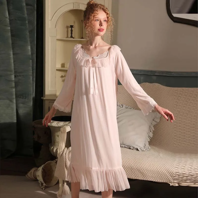 Roseheart Homewear Pink Sexy Sleepwear Night Dress Lace Backless Women Nightwear Luxury Nightgown Female Gown Plus Size