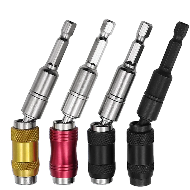 

4PCS Magnetic Pivot Drill Head Bracket Magnetic Bit Holder Bracket Bent 0-20°, And The Rod Head Rotated 360 °