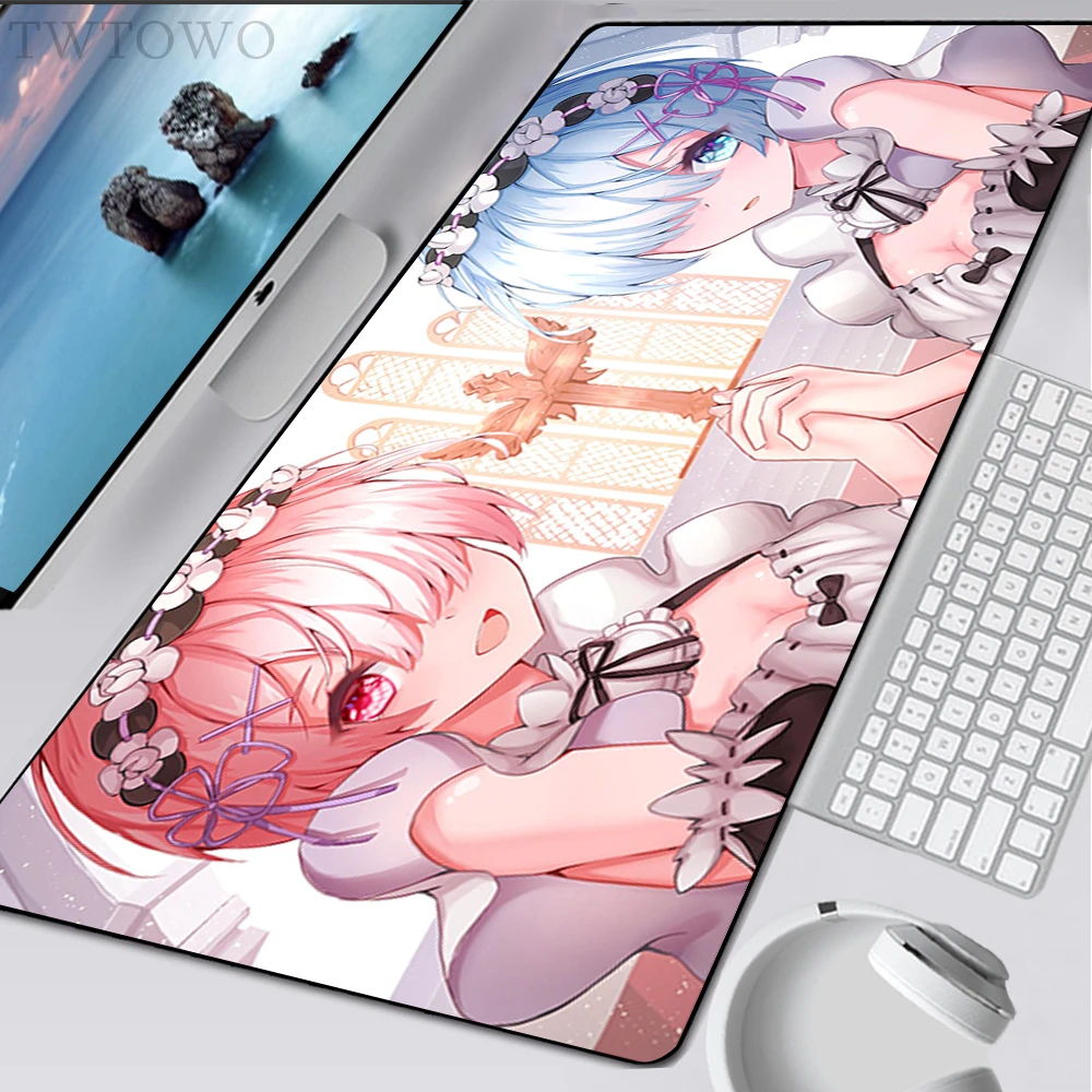 

Re Zero Rem Mouse Pad Gamer HD XXL Large Computer MousePads Mouse Mat Laptop Soft Anti-slip Office Natural Rubber Mouse Mat