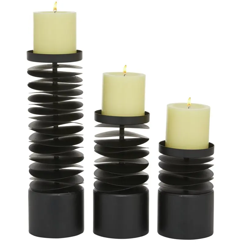 

3 Candle Black Metal Candle Holder, Set of 3 Christmas New Year Home Decor