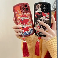 iphone leather case circular lens protection shockproof palace style tassel for iphone13 12 11 promax xs xmax xr 8p cover case