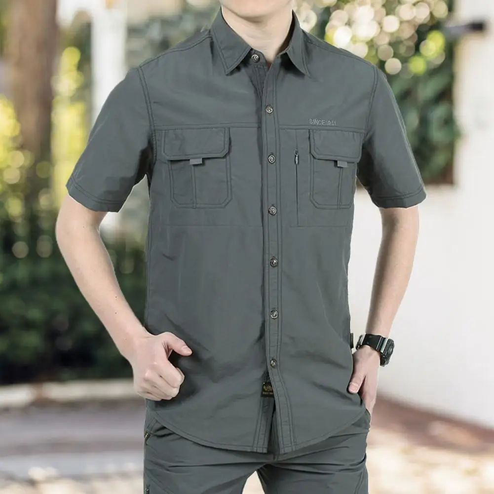 

Breathable Lightweight Lapel Sunscreen Anti-UV Camping Shirt Camping Clothes