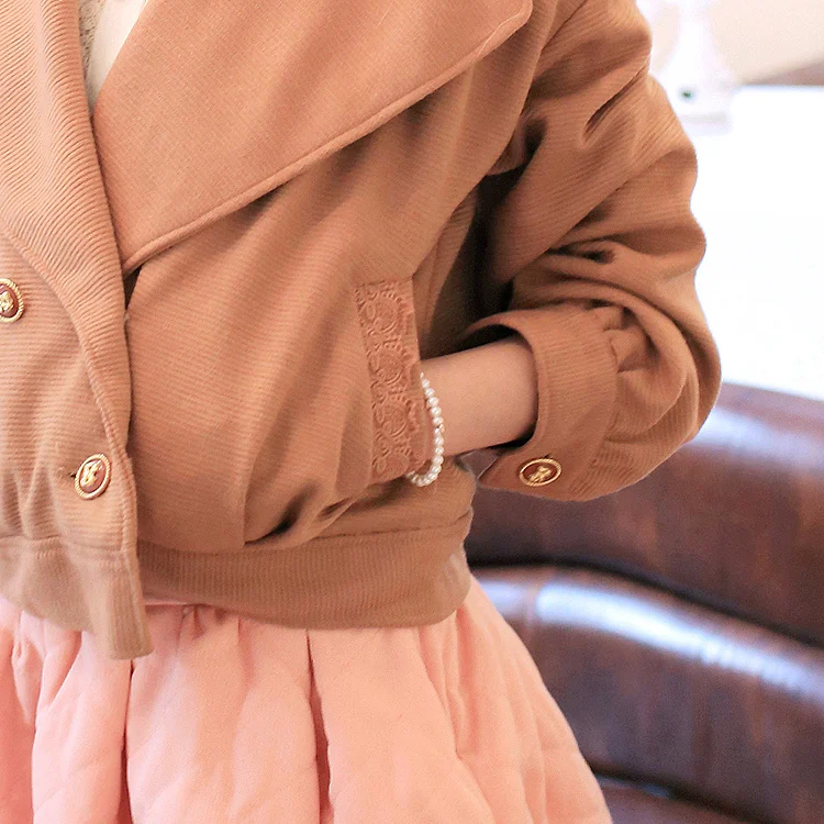 Японский журнал Лиз Виви свободное плотное пальто кружевной трикотажный