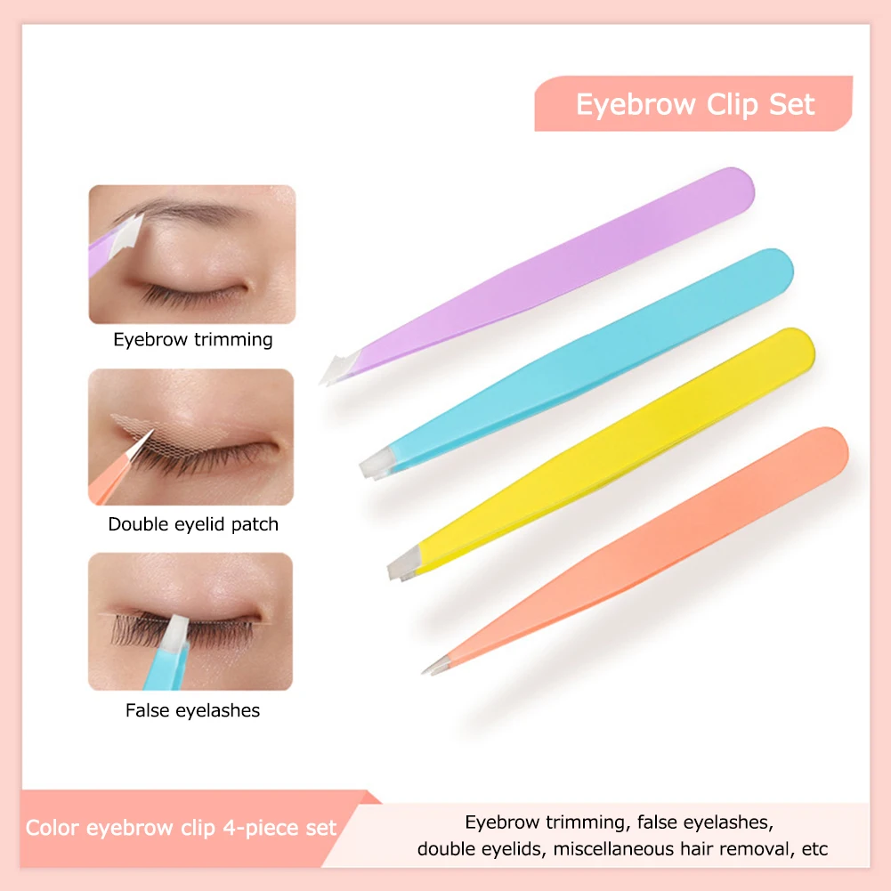 

Eyebrow Tweezers Hair Removal Tweezers Stainless Steel Point Tip with Storage Bag Eyelash Extension Clip Makeup Beauty Tool Sets