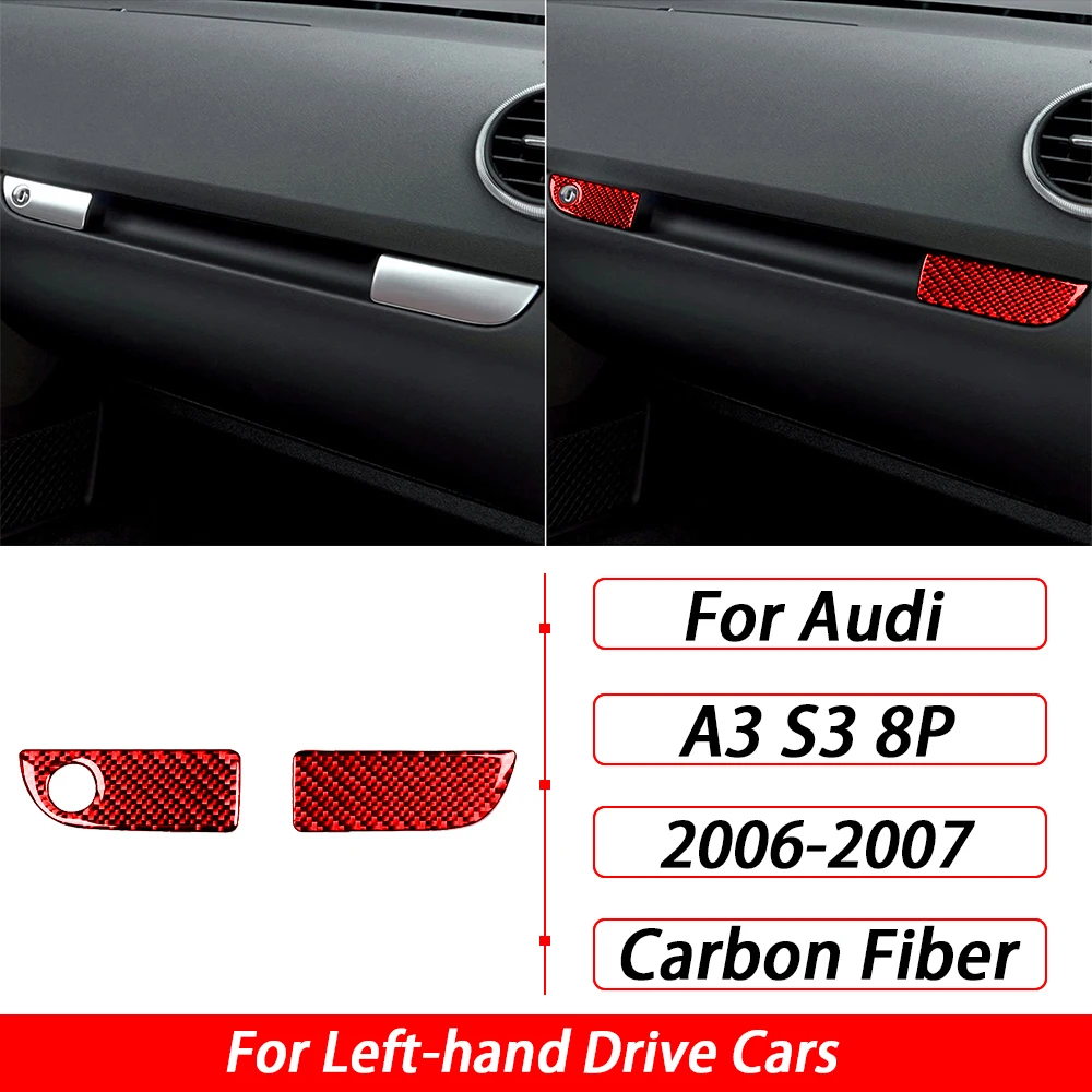 

Для Audi A3 S3 8P 2006 2007, автомобильные аксессуары, панель бардачка второго пилота из углеродного волокна, декоративная крышка, внутренняя наклейка, модификация