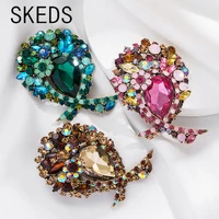 skeds luxury women creative crystal shiny brooches pins exquisite decoration big rhinestone badges wedding party brooch pin gift