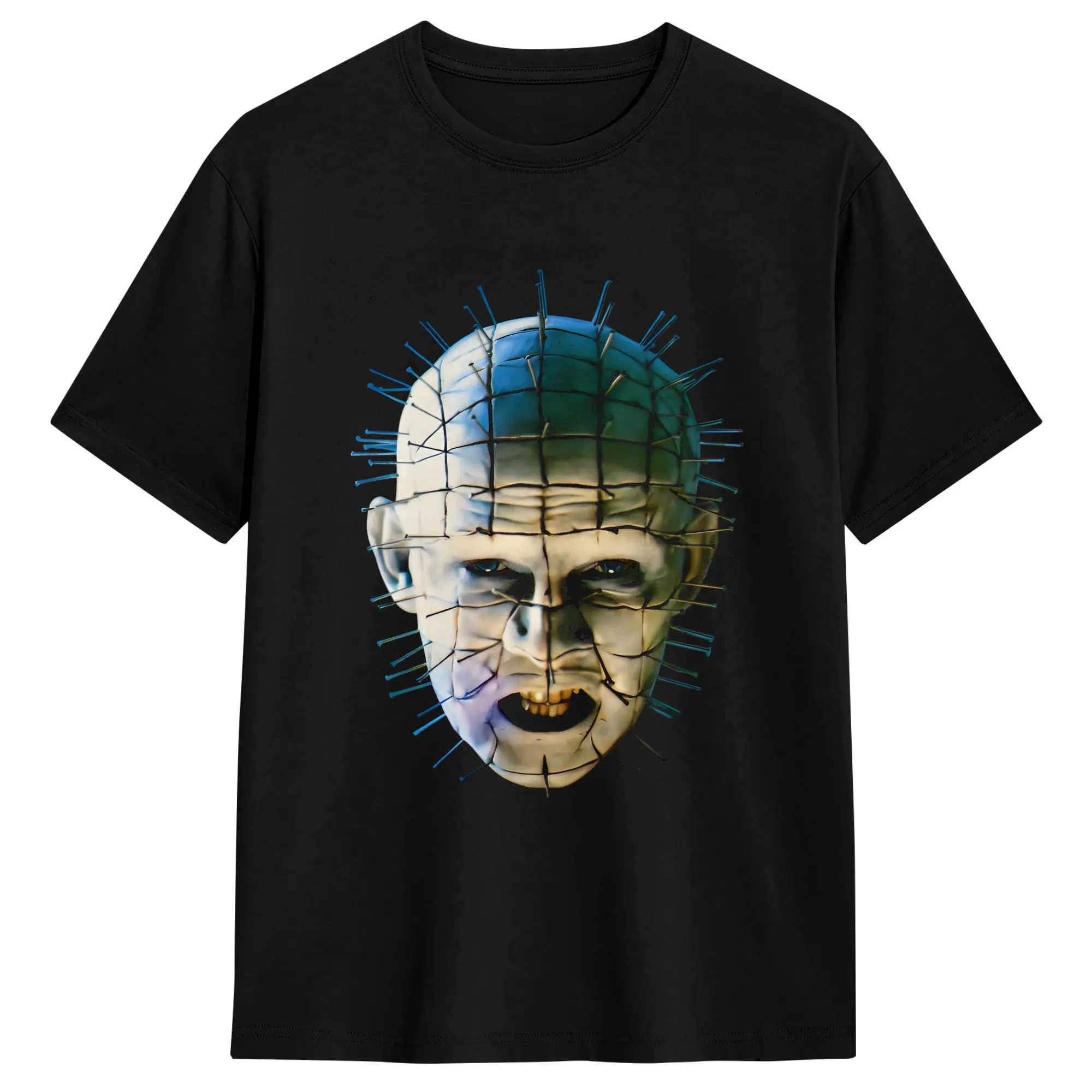 Фото Мужская футболка с принтом из фильма ужасов Hellraiser, уникальные футболки с короткими рукавами и круглым вырезом, 100% хлопок, идея для подарка, одежда №3