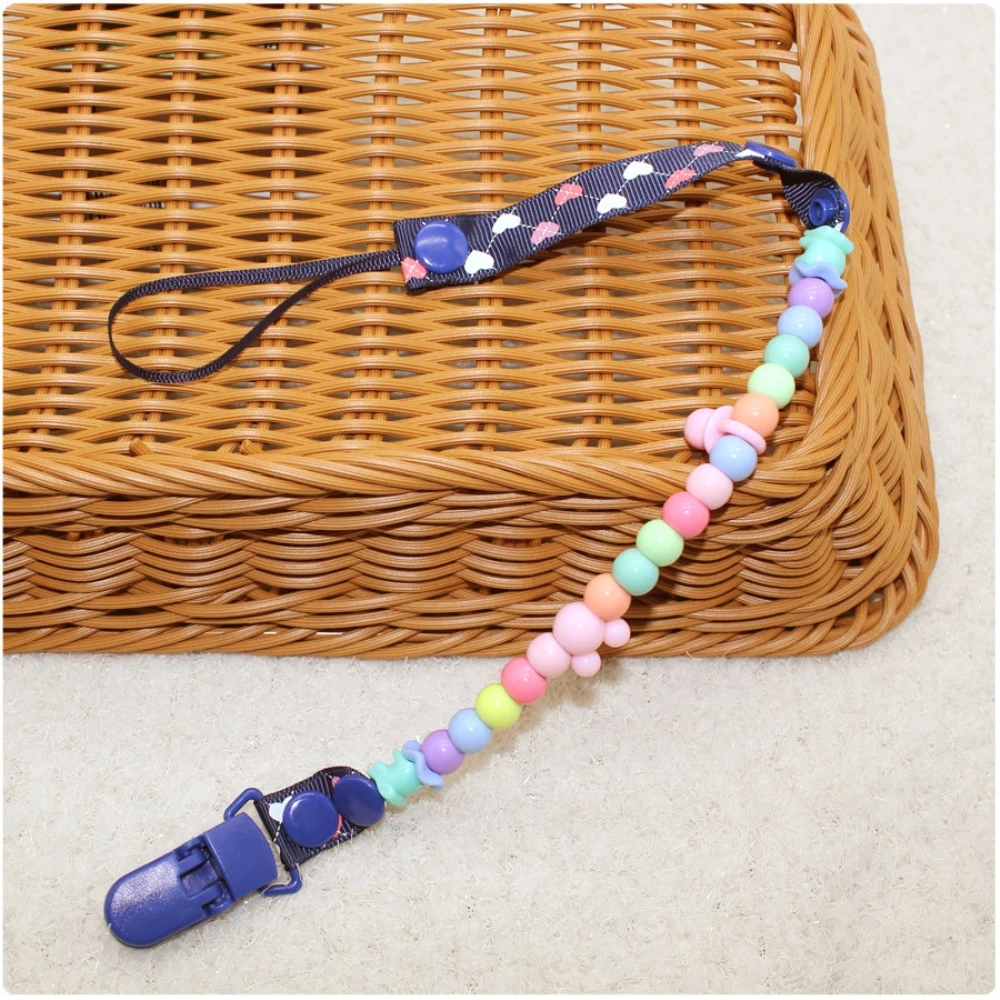 

Cute Print Macaron Color Baby Pacifier Clip Pacifier Anti-losing Rope Anti-lost Toy Chain Handmade Beaded Pacifier Chain