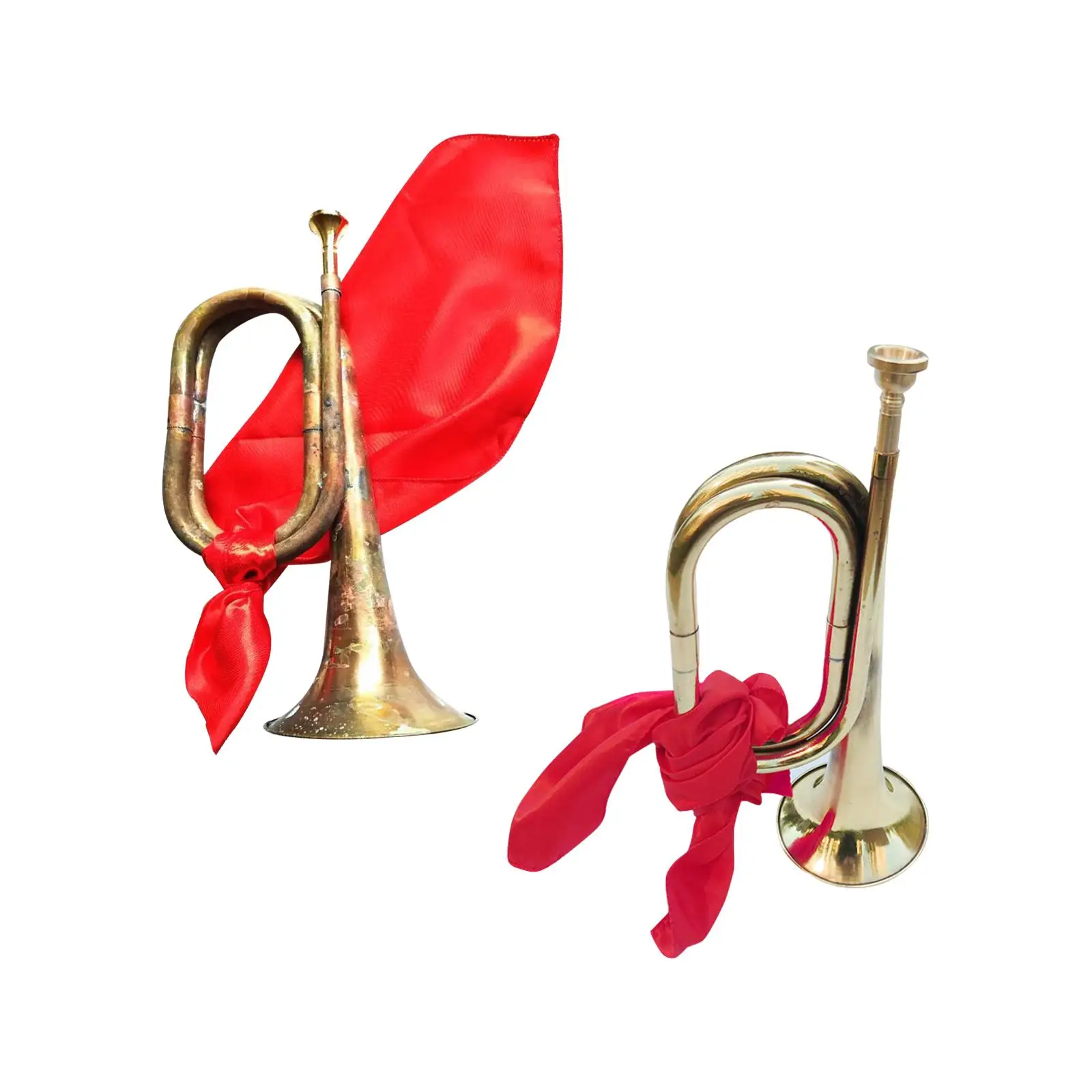 

Brass Bugle Classic Style Signal Musical Instrument with Mouthpiece Marching Bugle for Beginner Cavalry Band Children