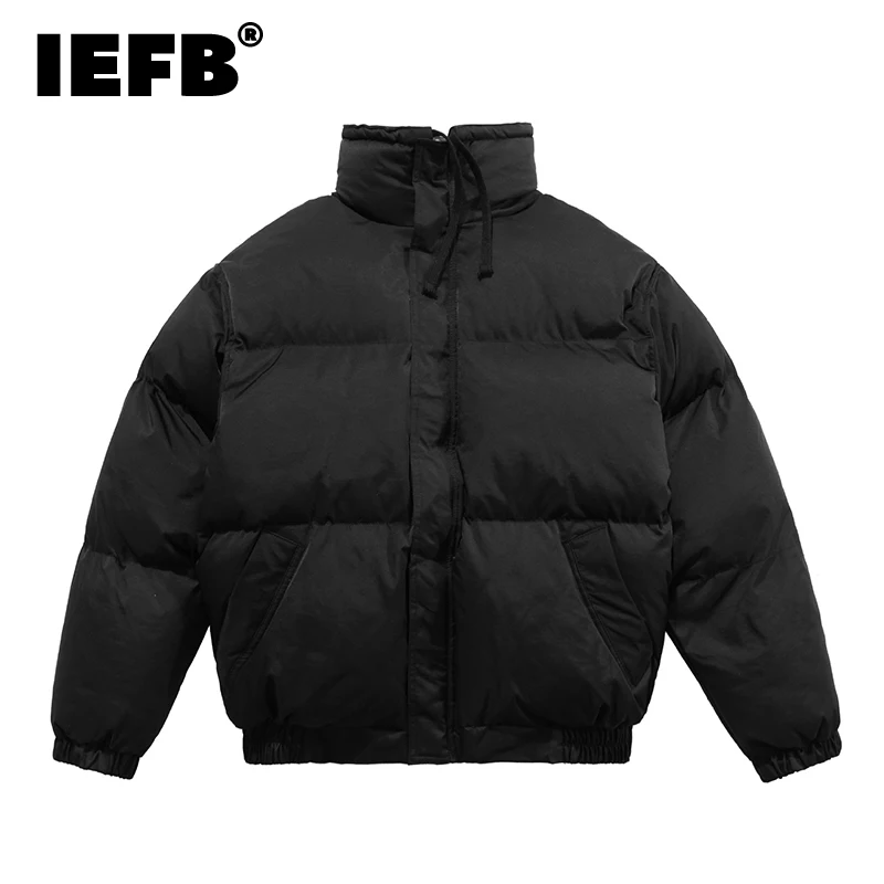 

Новое Двухрядное мужское универсальное хлопковое пальто IEFB в стиле High Street 2023, корейские модные однотонные мужские топы с воротником-стойко...