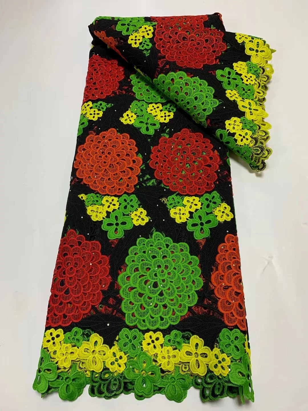 

Африканская красочная Водорастворимая кружевная ткань с отверстиями, французская Высококачественная кружевная ткань из гипюра с вышивкой, сетчатая ткань для женвечерние вечерних платьев