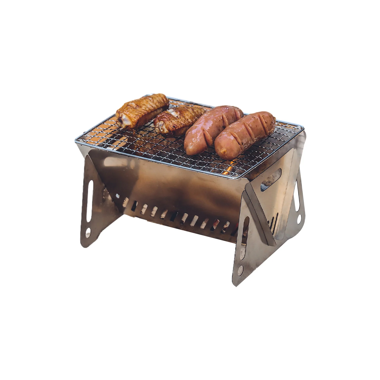 

Outdoor Folding Camping Stove For BBQ Grill Portable Stainless Steel Wood Fire Burning Stove For Camping Picnic Backpacking Gear