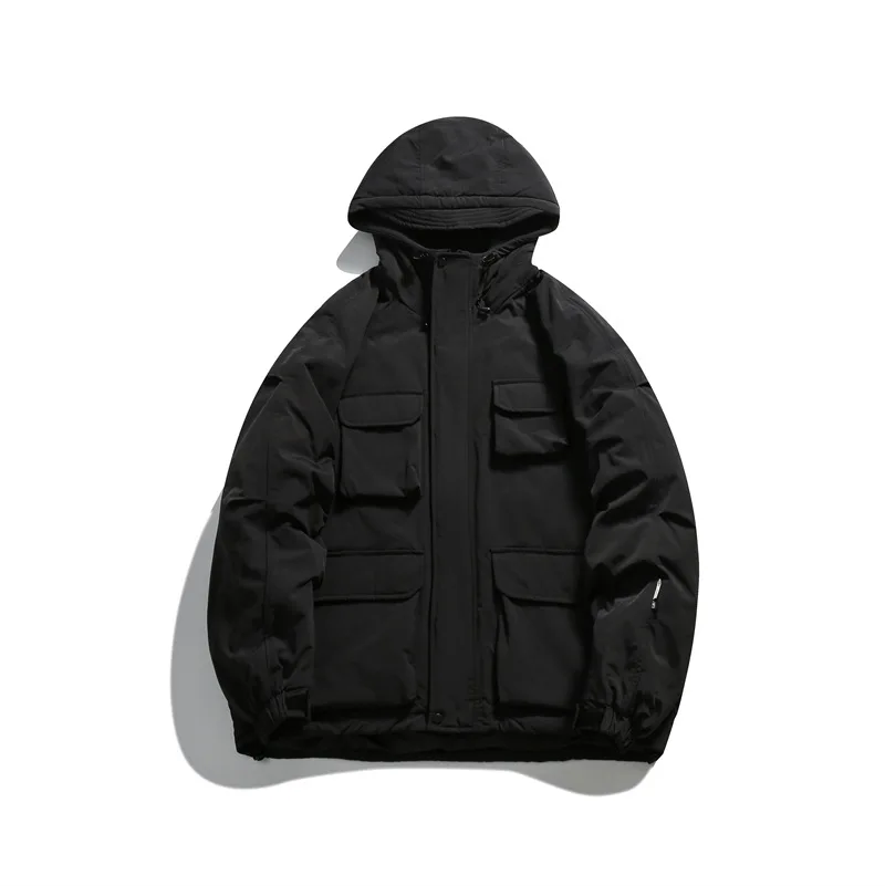 Down Jacket Men's Winter Japanese Work Clothes Fashion Men's Loose Plush Thickened Multi Pocket Casual Coat