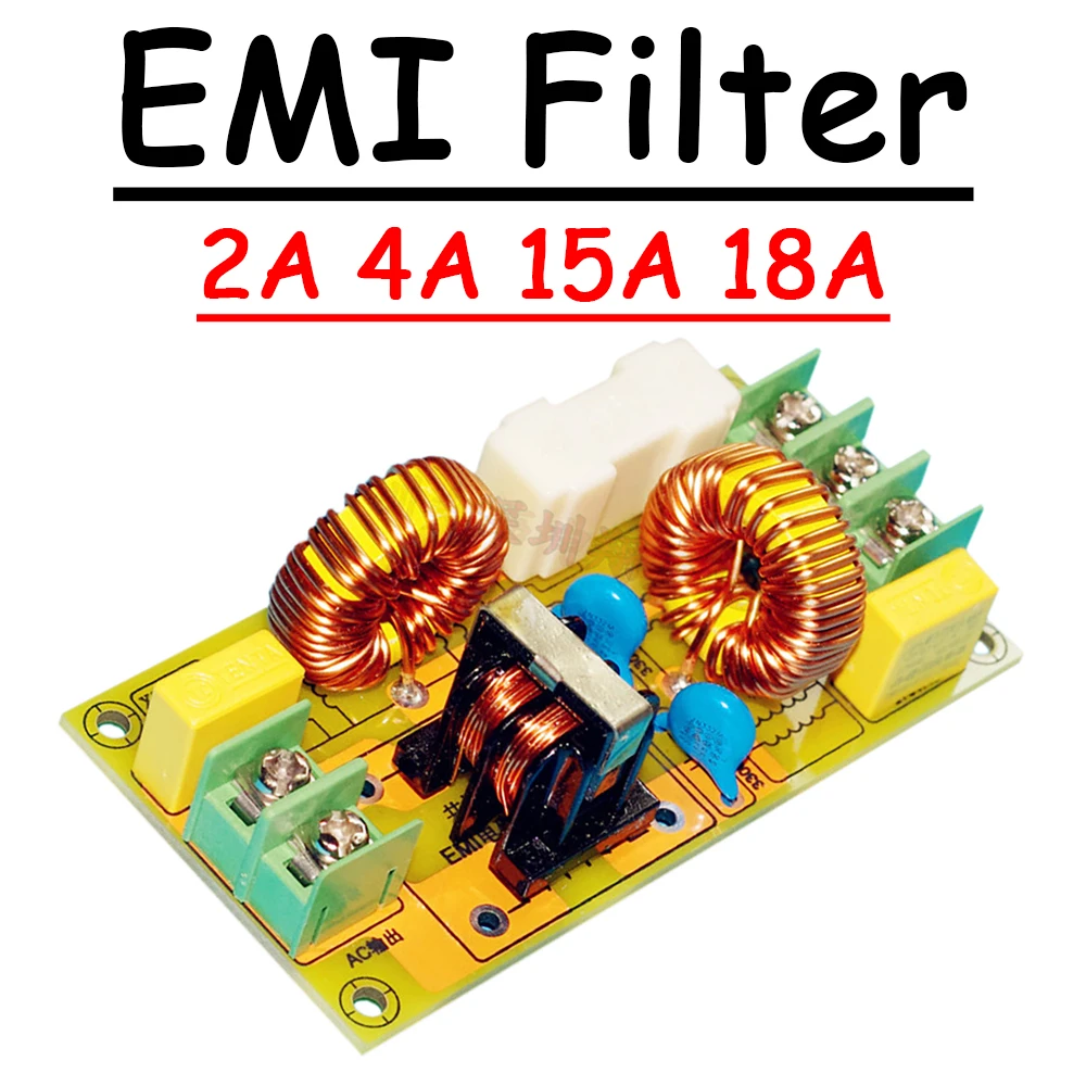 

2A 8A 15A 25A EMI power Filter EMI electromagnetic interference Filter module AC DC power Purifier Amplifier Noise Filtering