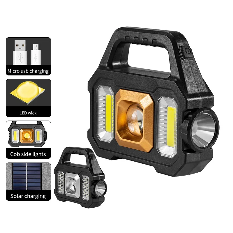 

Solar LED Camping Flashlight Hight Power COB Work Lights Waterproof Lanterns USB Rechargeable Searchlight For Camping Hiking