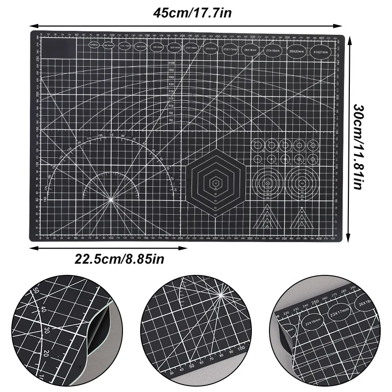 

Складной коврик для резки 45 см x 30 см x 3 мм, прочный нескользящий складной самовосстанавливающийся коврик из ПВХ для резки, квилтинга, шитья, скрапбукинга