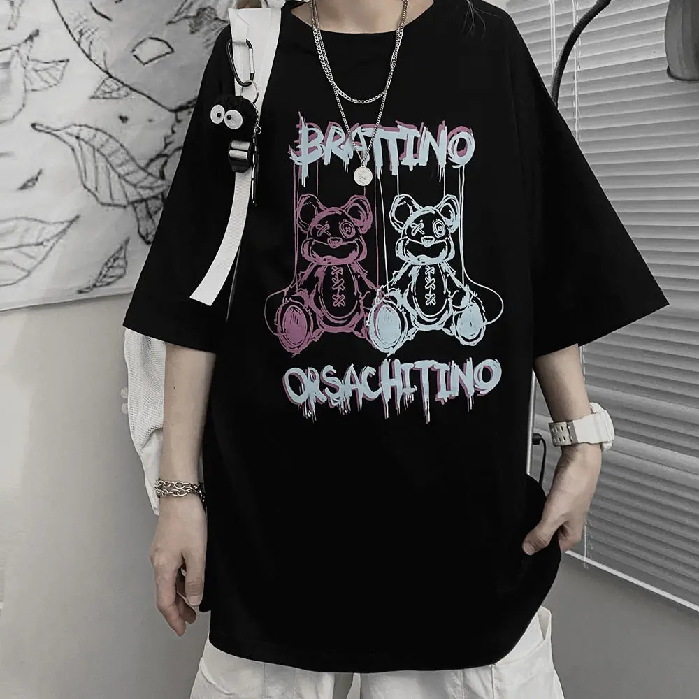 

Man T Shirts Harajuku Goth Tee Aesthetic Oversized T-shirt Punk Grunge Streetwear Ladies Gothic Top Man T-shirts Y2k Clothes