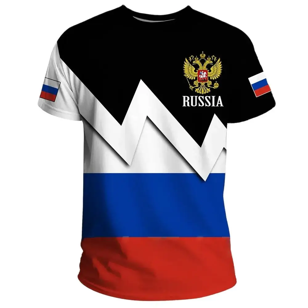

Men's T-shirt Flag of Russia 3D printing short sleeve round neck men's Tshirt fashion outdoor top sports cool oversized clothing