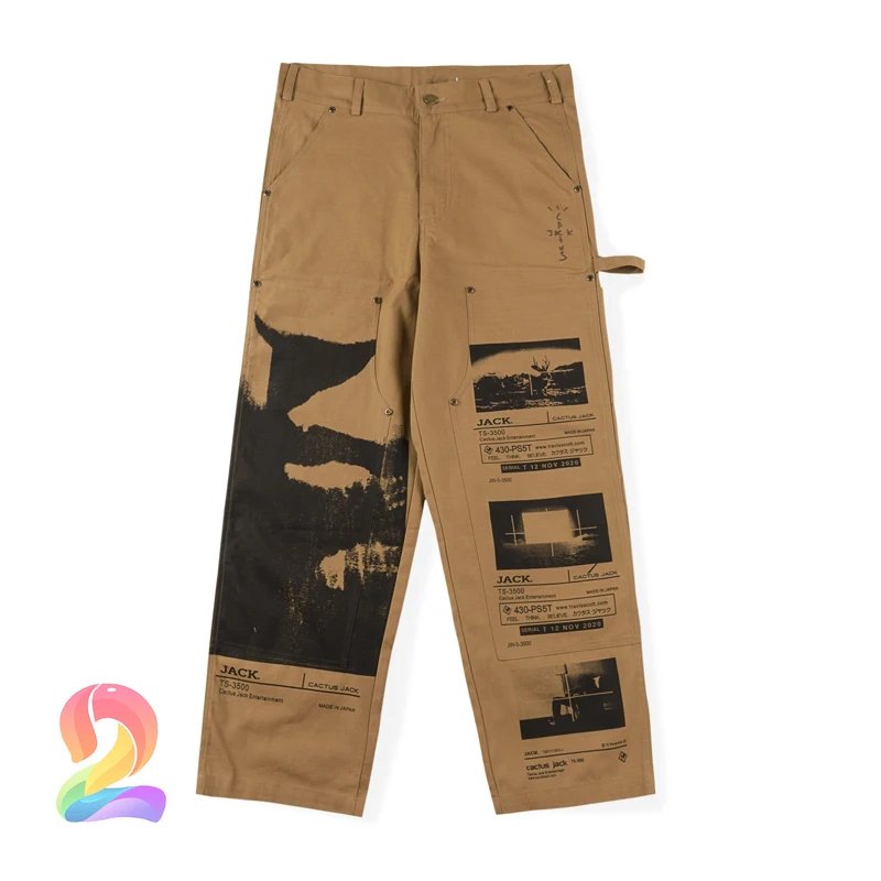 

Travis Scott Overalls Pants Men Women High Quality Cactus Jack PS System Work Pants Travis Scott Workwear Casual Trousers Pants