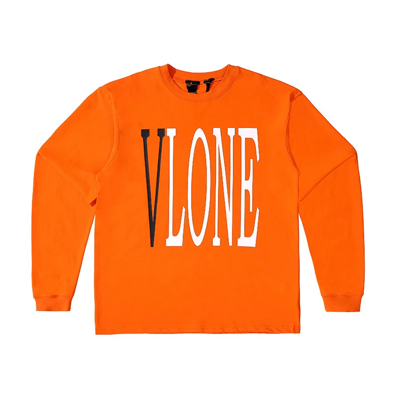 

VLONE MAN Man T Shirt 100% cotton Streetwear Women's T-shirt USA Longh Sleeve Brand Hip Hop Tshirt Classic Orange