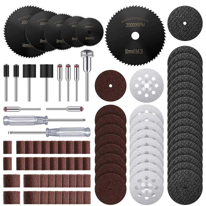 

Best124pcs Of Cutting Wheel Set, Disc Drill Blade Shaft Set, Diamond Rotary Saw Blade Set, Cutting Disc, 545 Cutting Wheels