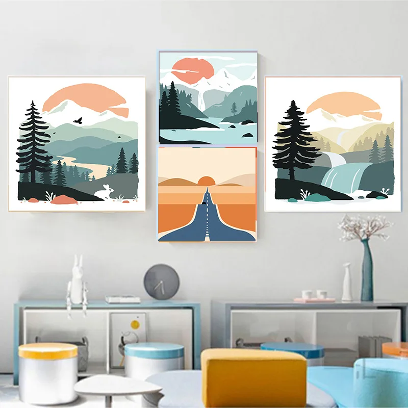 

DIY Digital Landscape Hand-painted Fill Painting Abstract Oil Painting Decompression Kill Time DIY Living Room Wall Decoration