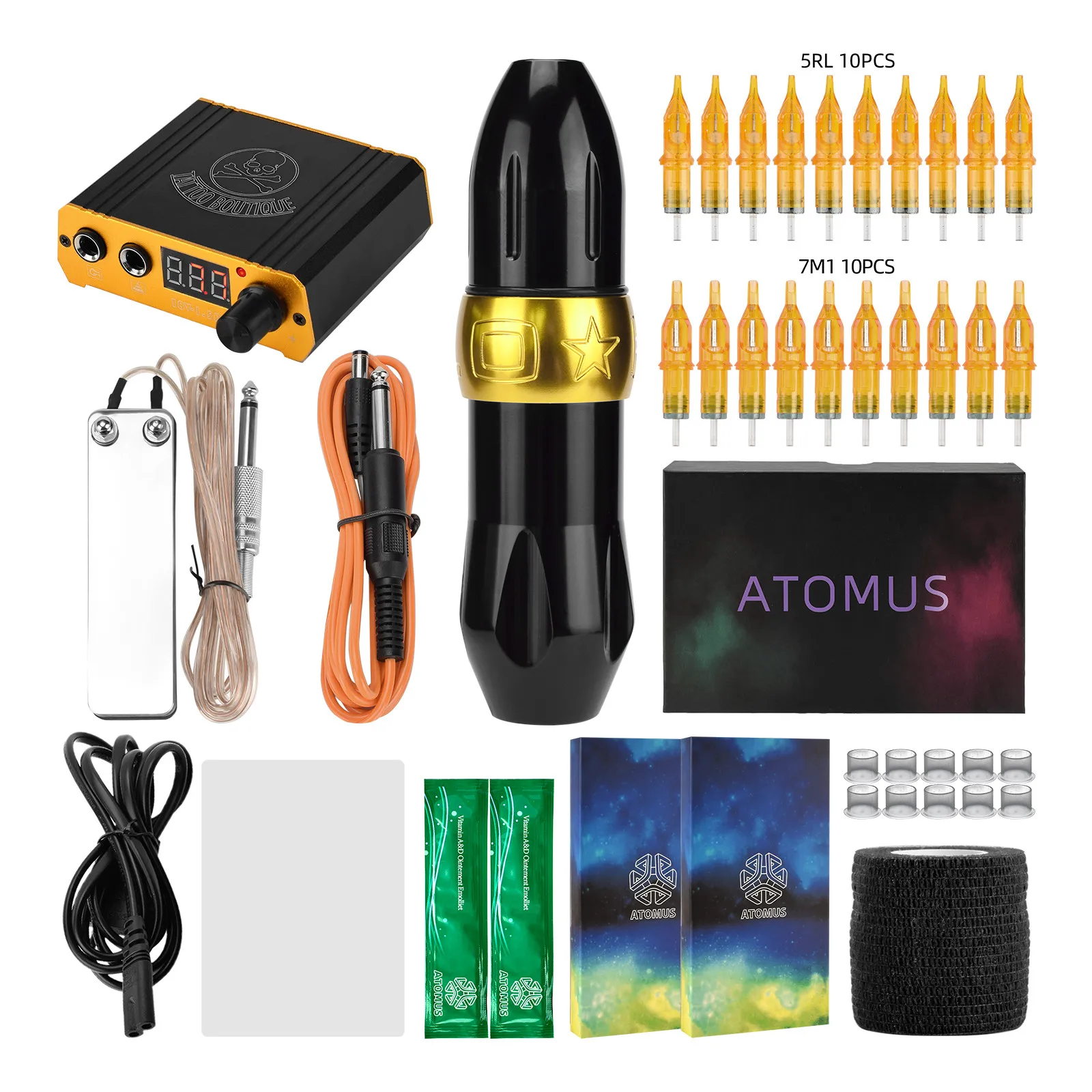 

Набор для тату-машинки, вращающаяся тату-ручка с картриджами и иглами, машинка для перманентного макияжа для начинающих художников