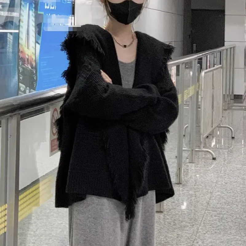 

AutumnandWinter NewStyle Temperament Gentle Polo Neck Tassel Sweater with Cardigan Design Sense, Minority Knitted Coat for Women