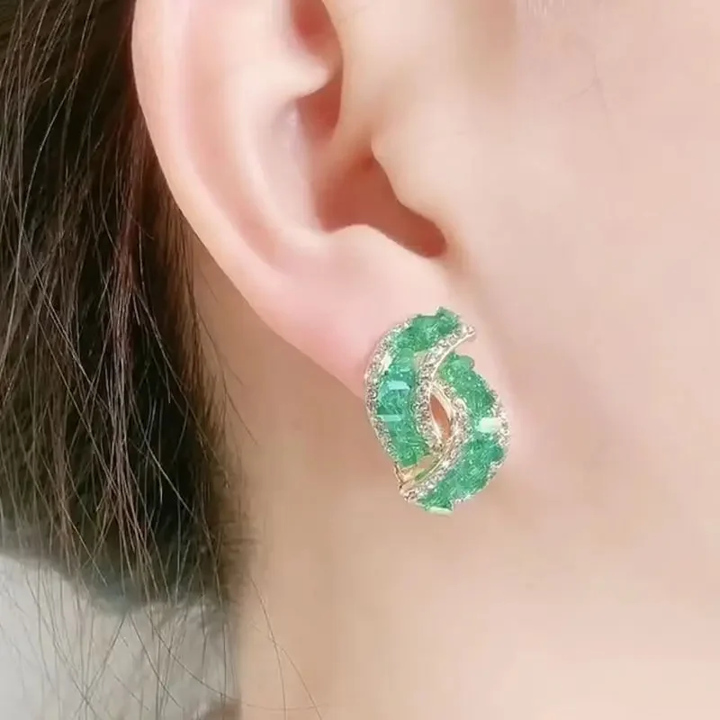 Новинка 2023 роскошные легкие серьги-гвоздики с кристаллами серебро S925 серьги