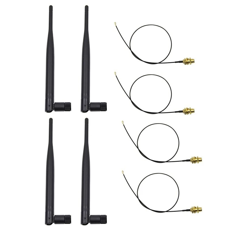 

4 X 6Dbi 2,4 ГГц 5 ГГц Двухдиапазонная Wi-Fi стандартная антенна + 4X35 см U.Fl/кабель IPEX