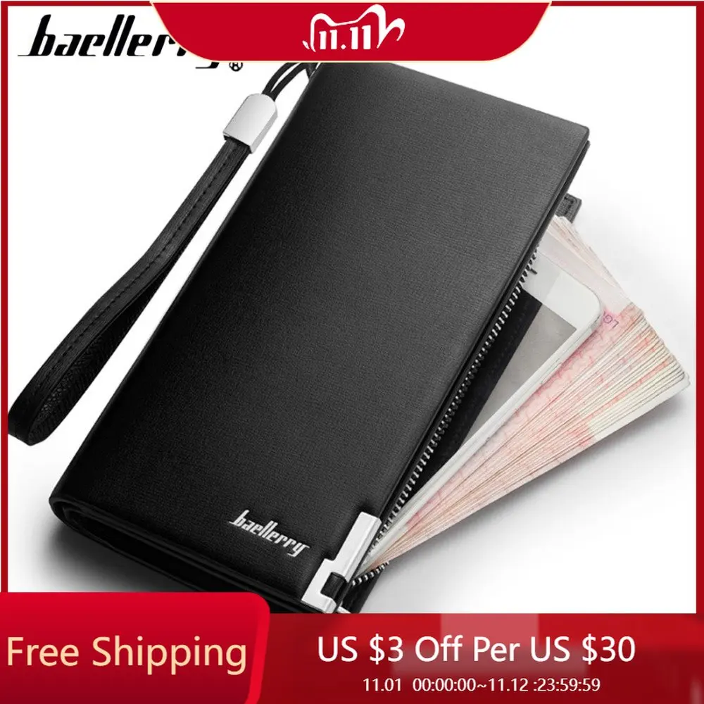 

2022 Baellerry Men Wallets Business Long Zipper Large Capacity Quality Male Purse With Card Holder Multi-function Wallet For Men