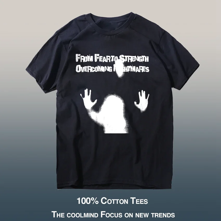 100% bawełny z nadrukiem koszmarów Męska koszulka Casual Streetwear Luźna męska Duży rozmiar Zabawna dekoltem w kształcie litery &quoto&quot