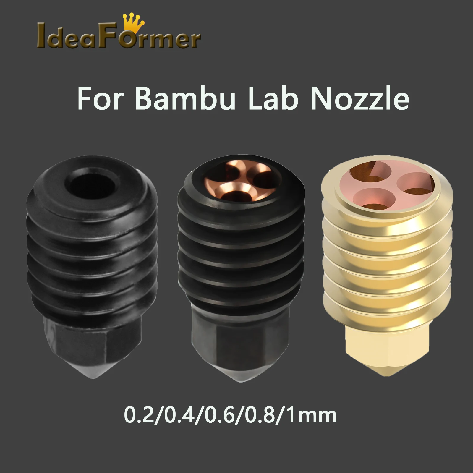 

For Bambu Lab CHT Nozzle Upgrade 0.2/0.4/0.6/0.8/1mm High Flow Brass Nozzle for Bambu Lab Hotend for Bambulabs x1 P1S P1P Nozzle