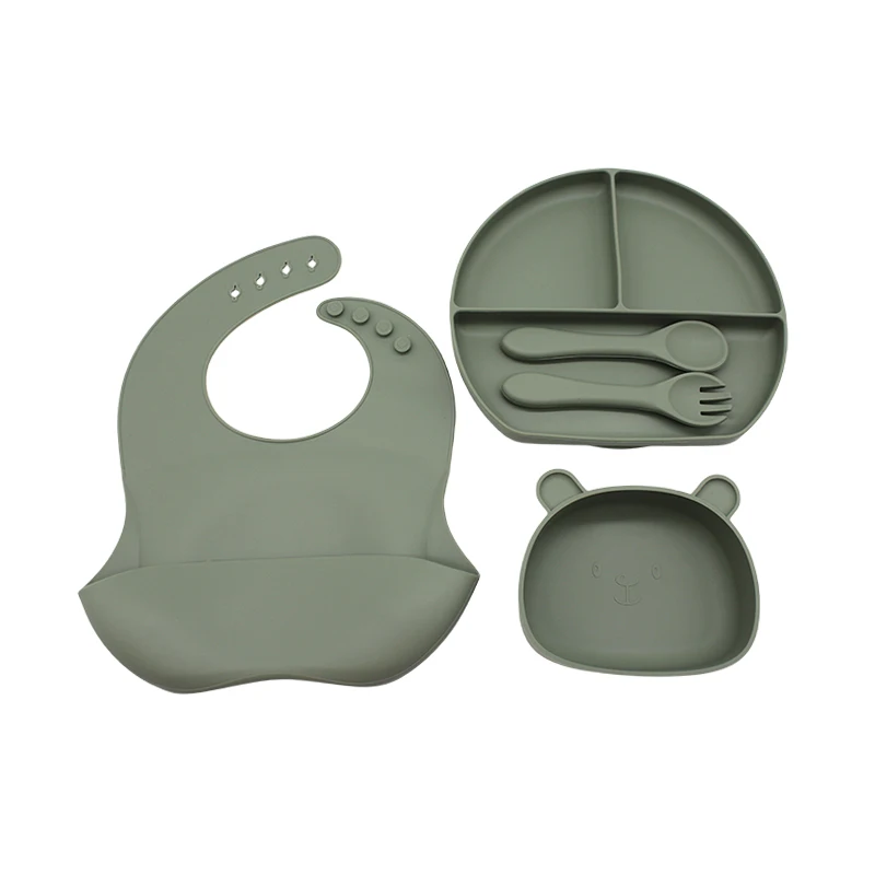 Силиконовая тренировочная тарелка для детей набор подносов еды с нагрудником