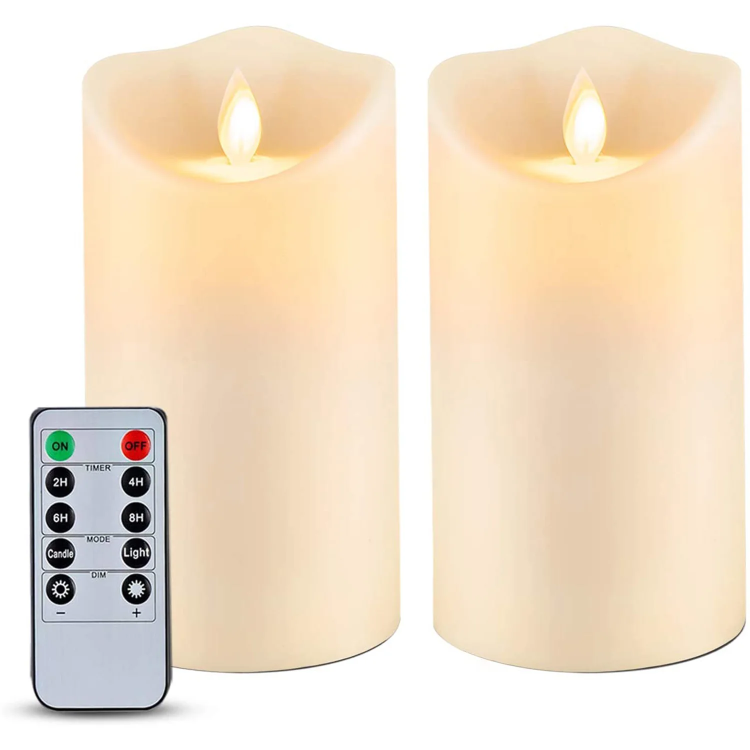 

6" X 3.25" Outdoor Waterproof Flameless Candle Flashing Mobile Flame LED Candle with Remote Control 2 Piece Set